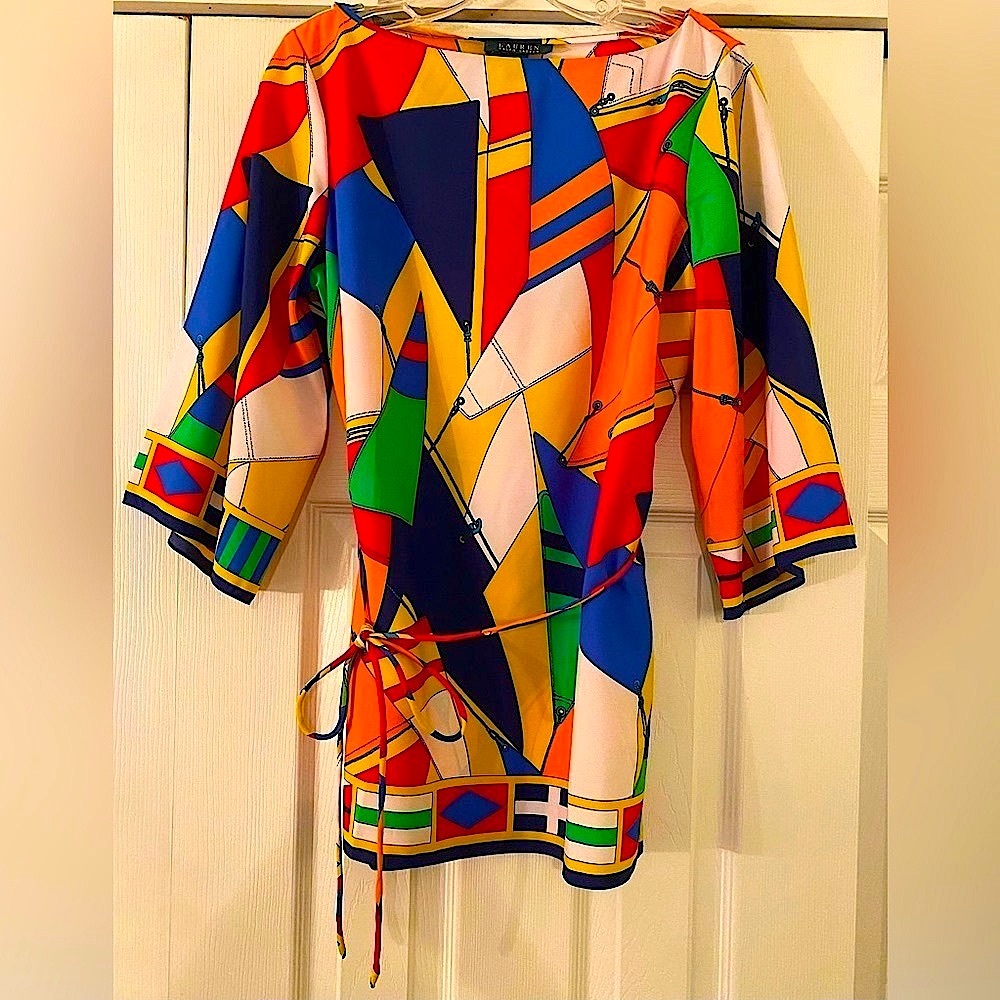 Lauren by Ralph Lauren 3/4 sleeve nautical themed blouse, like new condition
